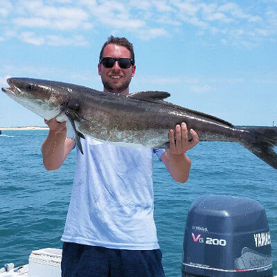 Outer Banks Springtime Cobia fishing produced this nice fish on a bluebird calm beautiful day.
