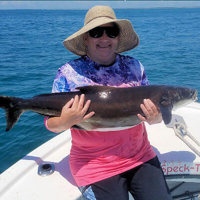 Lady anglers enjoy catching hard fighting Cobia without needing to go offshore.
